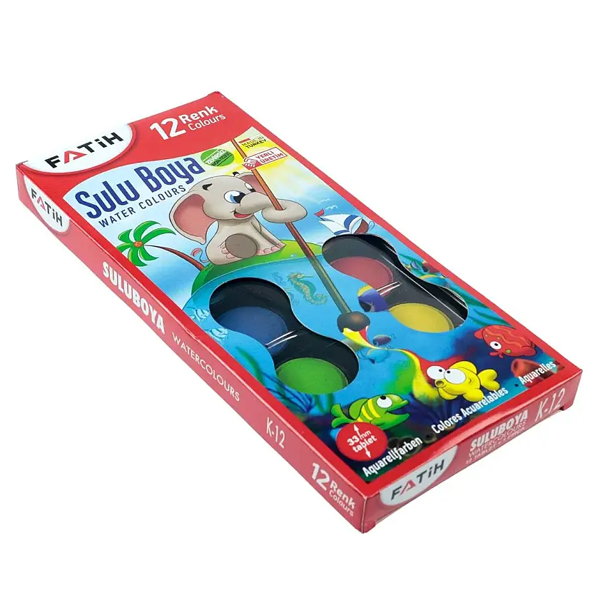 Fatih Sulu Boya 12 Renk Büyük Boy K-12 - 1