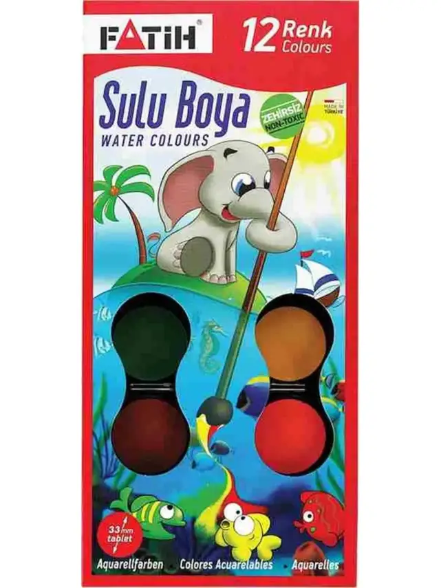 Fatih Sulu Boya 12 Renk Büyük Boy K-12 - 1