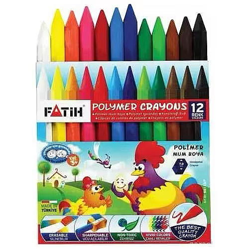 Fatih Üçgen Mum Boya 12 Renk - 1