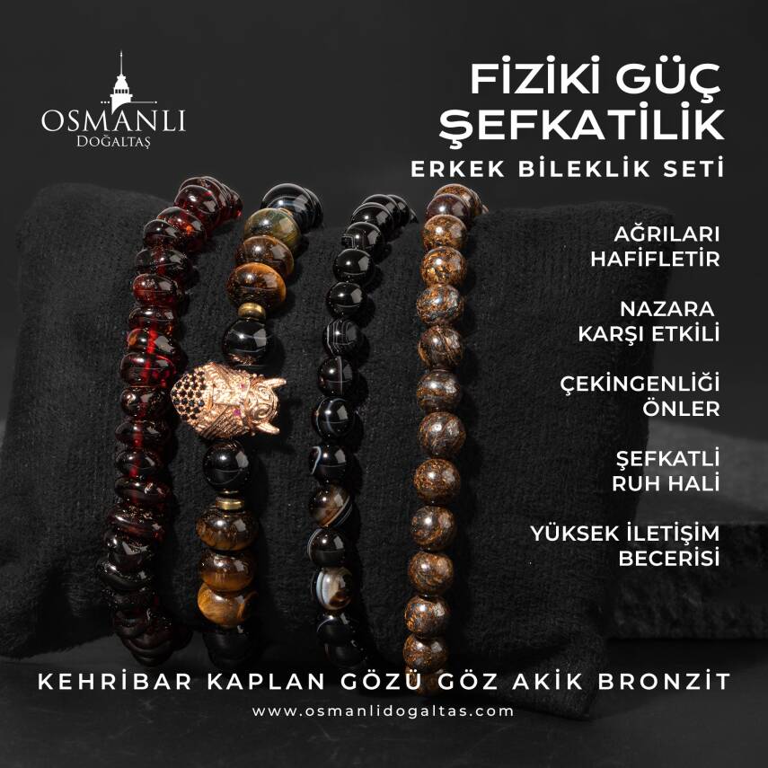 Fiziki Güç Şefkat Doğal Taş Erkek Bileklik Seti - 1