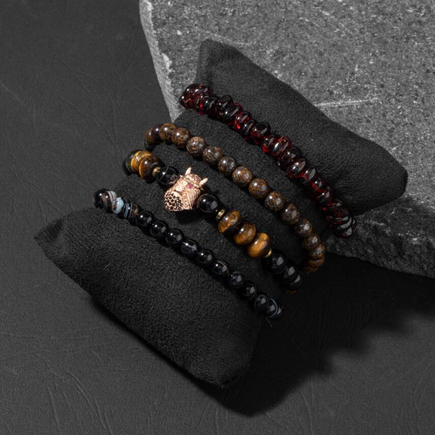 Fiziki Güç Şefkat Doğal Taş Erkek Bileklik Seti - 2