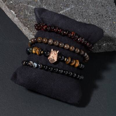 Fiziki Güç Şefkat Doğal Taş Erkek Bileklik Seti - 4