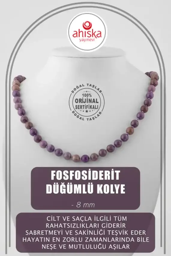 Fosfosiderit 8 mm Düğümlü Doğal Taş Kolye - 1