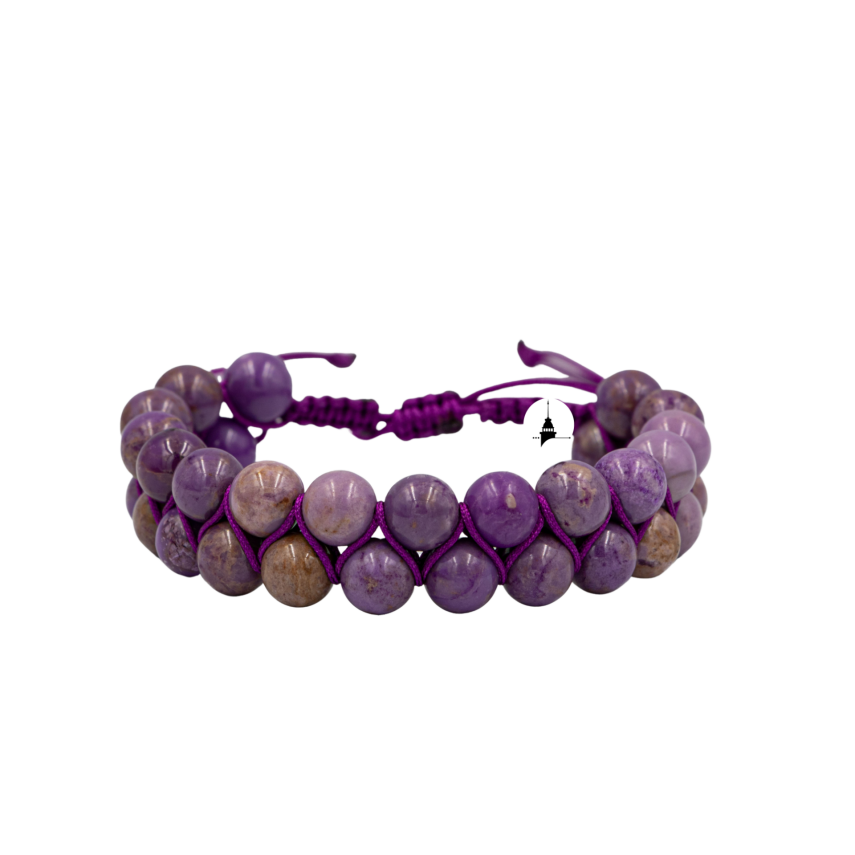 Fosfosiderit 8mm Çift Sıra Makrome Doğal Taş Bileklik - 2