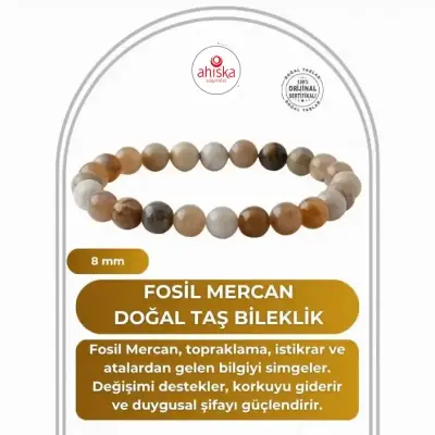 Fosil Mercan 8mm Doğal Taş Bileklik - 1