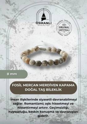 Fosil Mercan 8mm Merdiven Kapama Doğal Taş Bileklik - 2