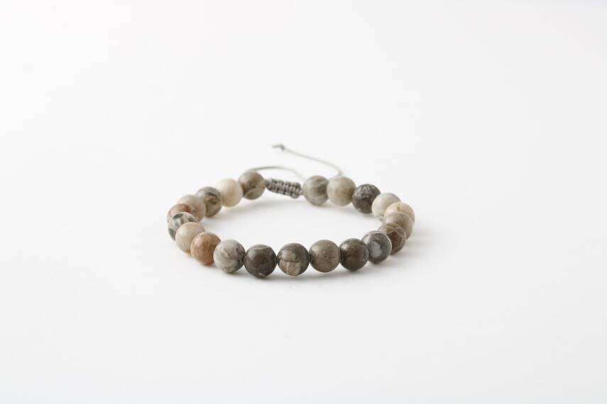 Fosil Mercan 8mm Merdiven Kapama Doğal Taş Bileklik - 1