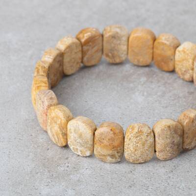 Fosil Mercan Doğal Taş Geniş Kesim Bileklik - 2