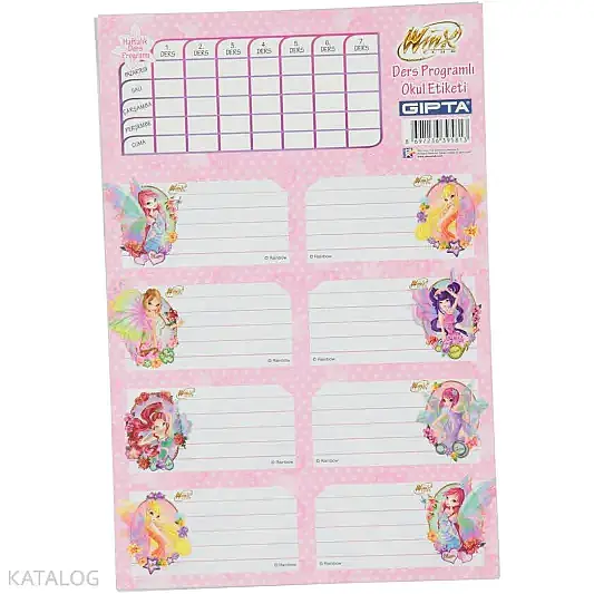 Gıpta 3130 Winx Ders Programlı Okul Etiketi 16 x 24 3 Yp - 1