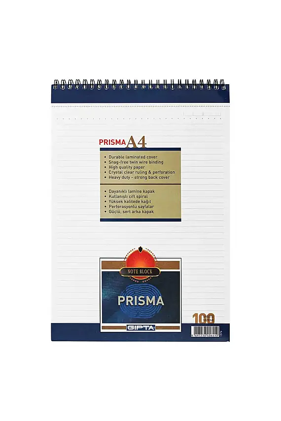 Gıpta Bloknot Prisma Çizgili Defter 100 Yp A4 Karton Kapak Spiralli - 1