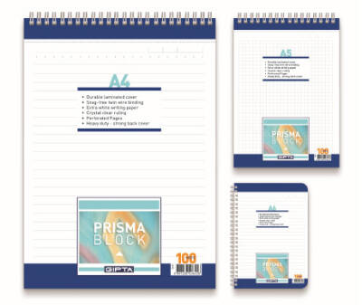 Gıpta Bloknot Prisma Kareli Defter 100 Yp A4 Karton Kapak Spiralli - Gıpta