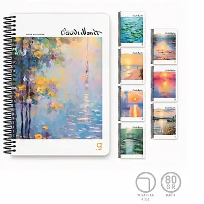 Gıpta Monet Çizgili Defter 100 Yp 17 x 24 Sert Kapak Spiralli - 1