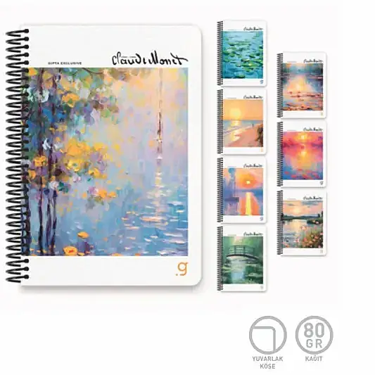 Gıpta Monet Çizgili Defter 100 Yp 17 x 24 Sert Kapak Spiralli - 2