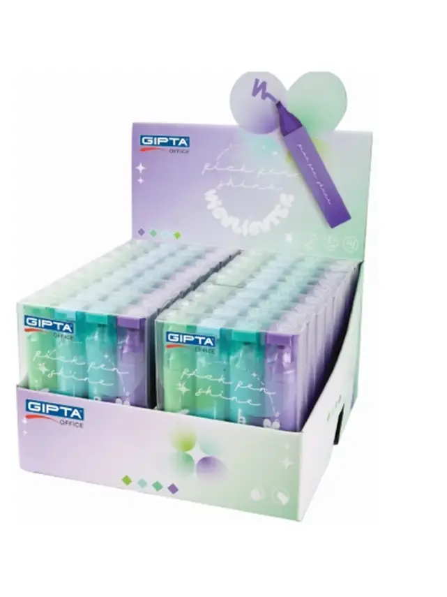 Gıpta Pick Pen Shine Fosforlu Markör 4 Lü Kalem Seti Mor Yeşil Mavi Deniz Mavi - 2