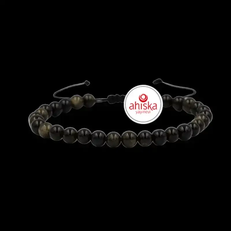 Golden Obsidyen 6mm Merdiven Kapama Doğal Taş Bileklik - 2