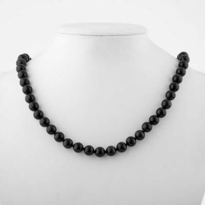 Golden Obsidyen 8 mm Düğümlü Doğal Taş Kolye - Doğal Taş