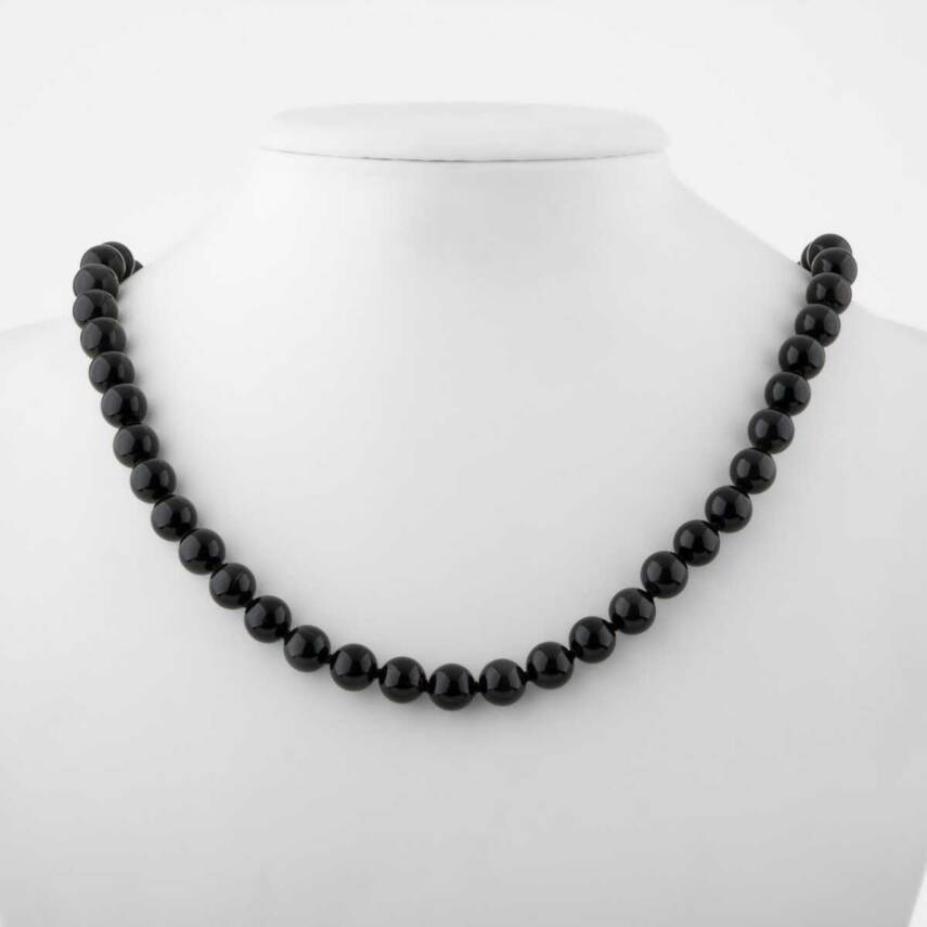Golden Obsidyen 8 mm Düğümlü Doğal Taş Kolye - 1