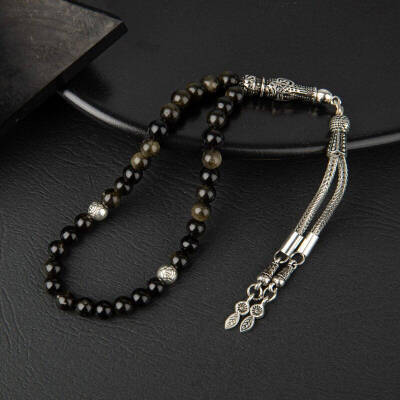 Golden Obsidyen Doğal Taş Tesbih 33lük - 6mm - Osmanlı Doğaltaş