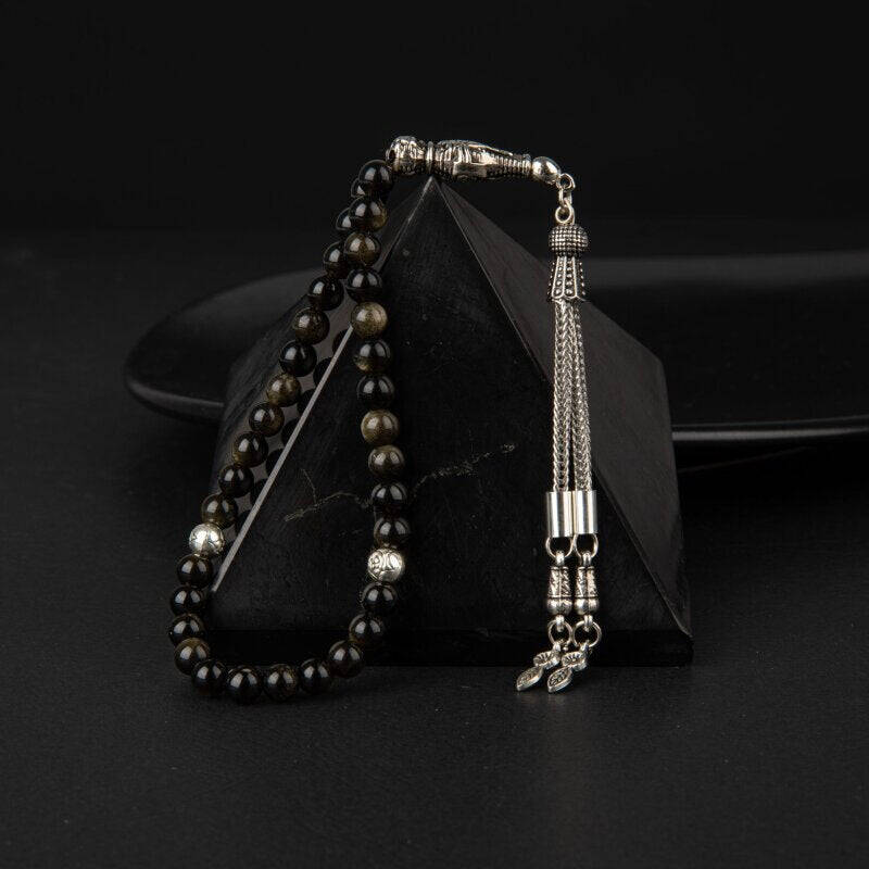 Golden Obsidyen Doğal Taş Tesbih 33lük - 6mm - 2