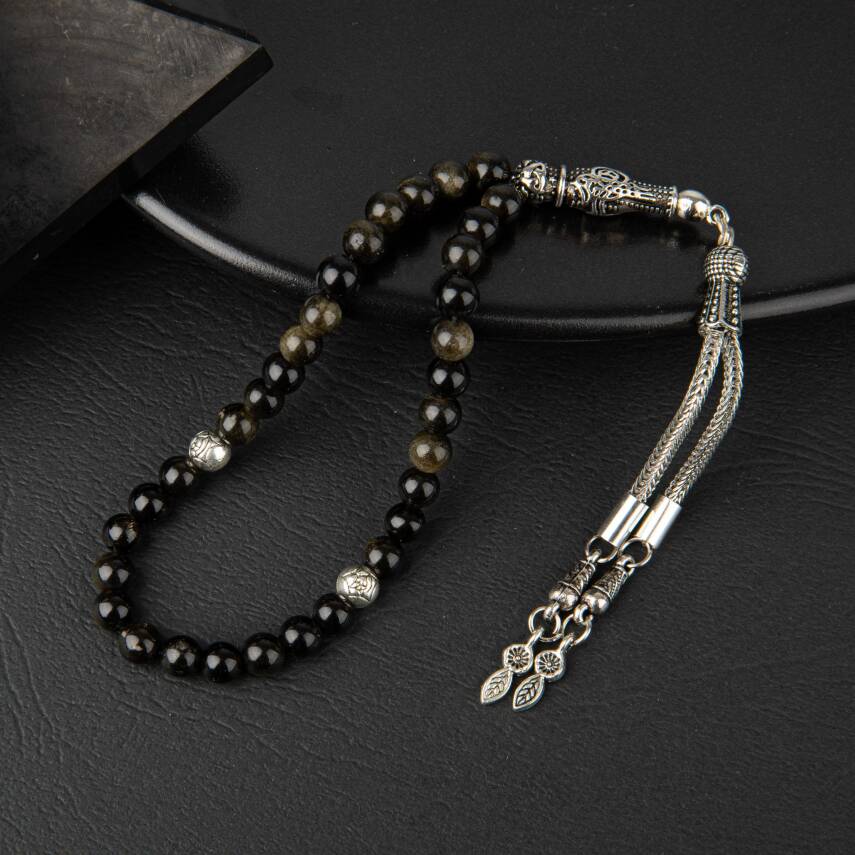 Golden Obsidyen Doğal Taş Tesbih 33lük - 6mm - 3