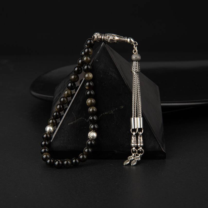 Golden Obsidyen Doğal Taş Tesbih 33lük - 6mm - 5