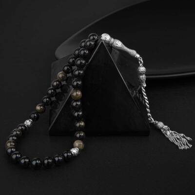 Golden Obsidyen Doğal Taş Tesbih 33lük - 8mm - Doğal Taş