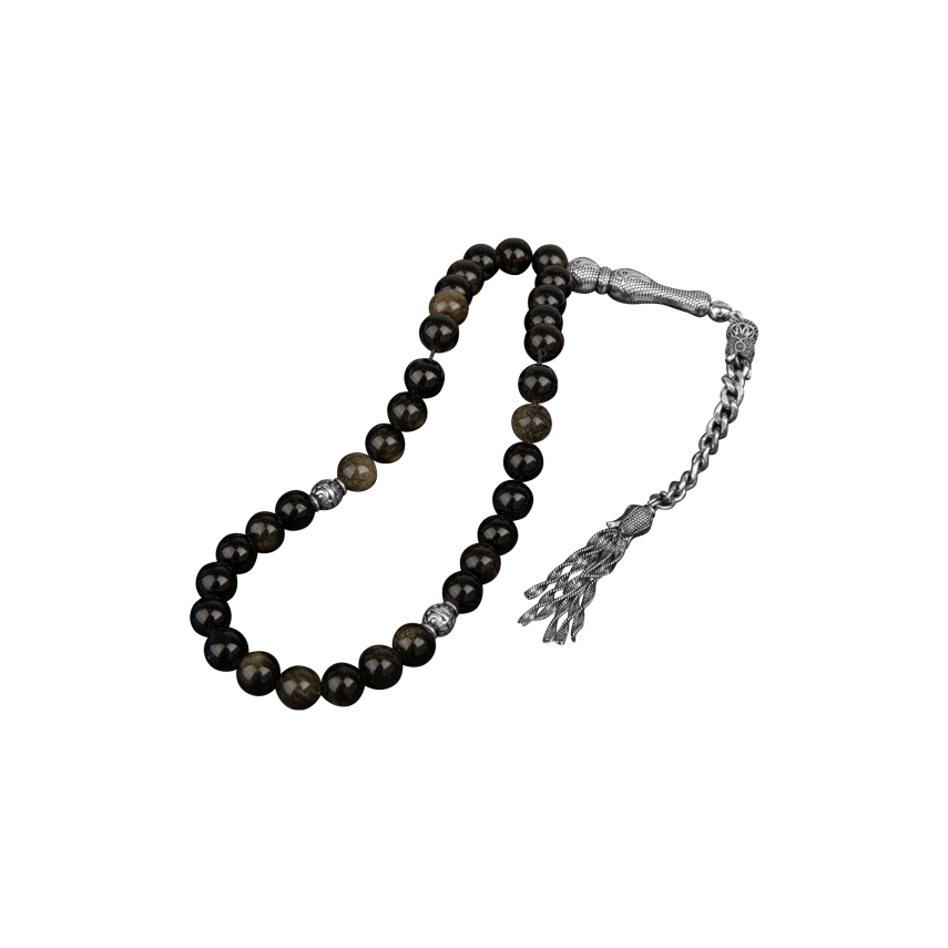Golden Obsidyen Doğal Taş Tesbih 33lük - 8mm - 1