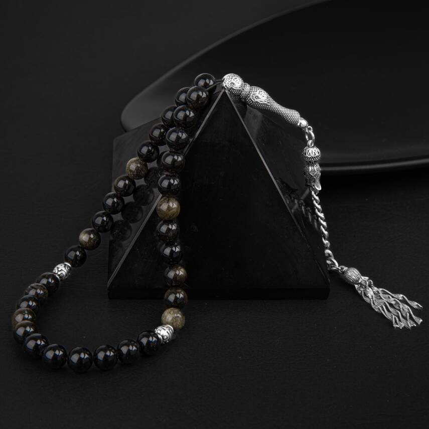 Golden Obsidyen Doğal Taş Tesbih 33lük - 8mm - 3