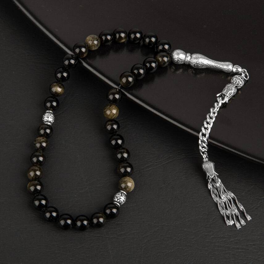 Golden Obsidyen Doğal Taş Tesbih 33lük - 8mm - 5