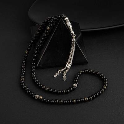 Golden Obsidyen Doğal Taş Tesbih 99luk - 6mm - Doğal Taş