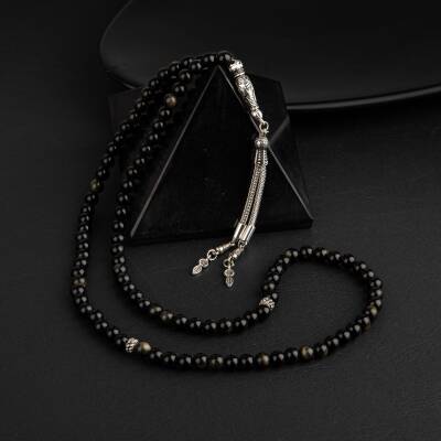 Golden Obsidyen Doğal Taş Tesbih 99luk - 6mm - Osmanlı Doğaltaş