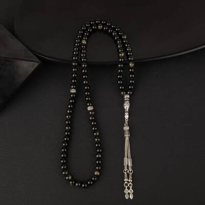 Golden Obsidyen Doğal Taş Tesbih 99luk - 6mm - 2