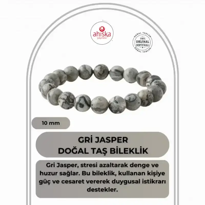 Gri Jasper 10mm Doğal Taş Bileklik - 1