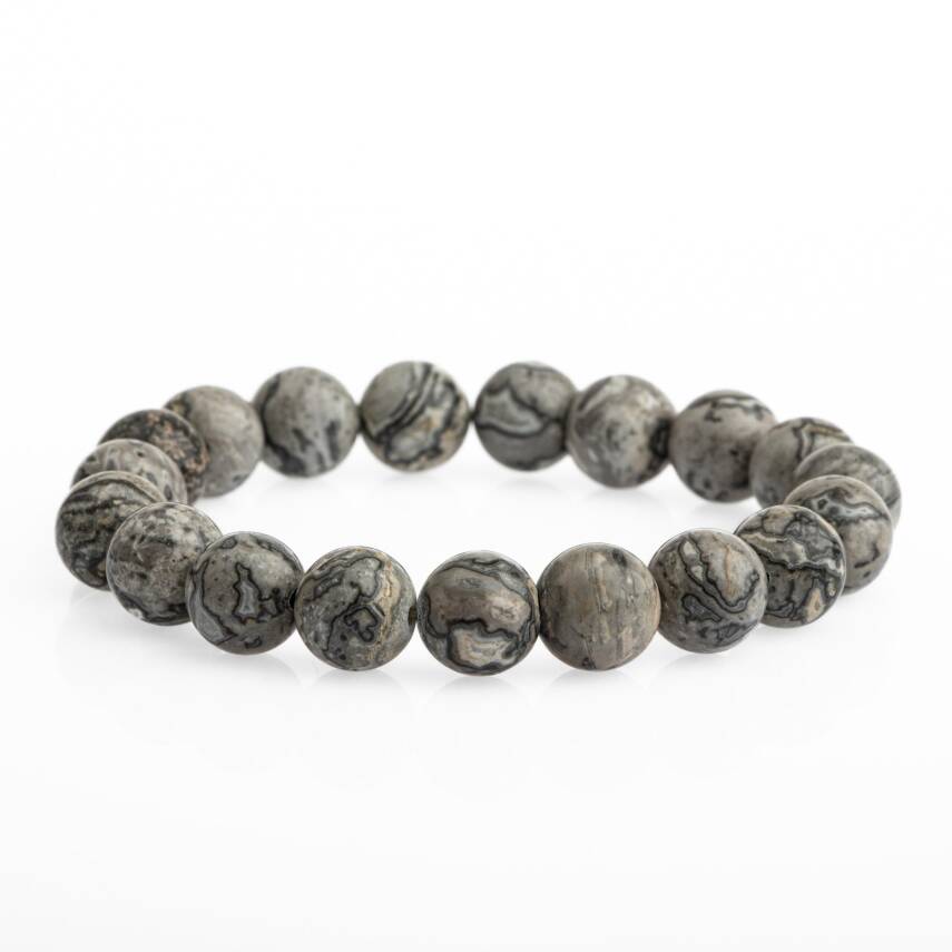 Gri Jasper 10mm Doğal Taş Bileklik - 1