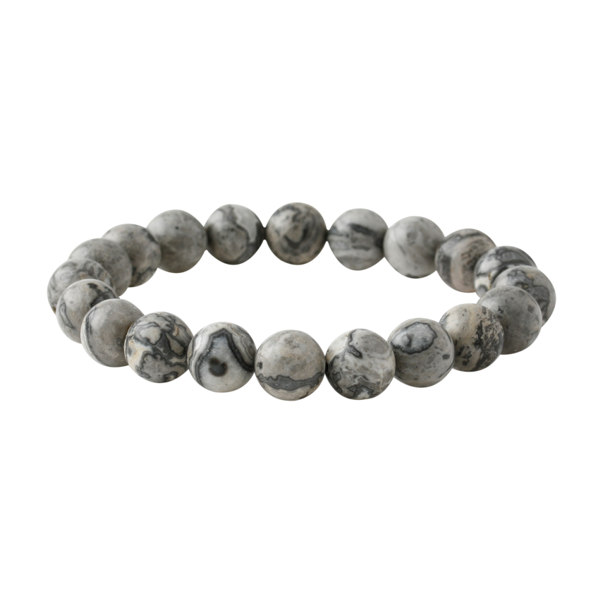 Gri Jasper 10mm Doğal Taş Bileklik - 3