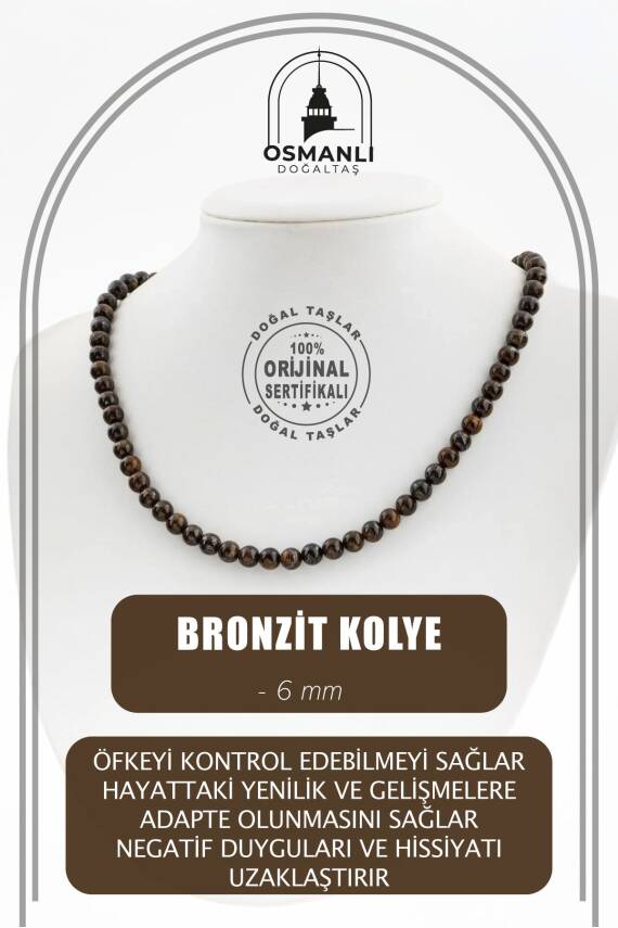 Gri Jasper 6 mm Dizi Doğal Taş Kolye - 1