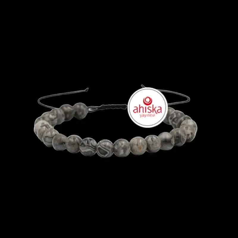 Gri Jasper 6mm Merdiven Kapama Doğal Taş Bileklik - 1