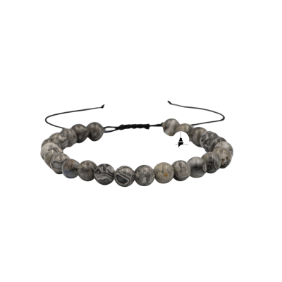 Gri Jasper 6mm Merdiven Kapama Doğal Taş Bileklik - 2