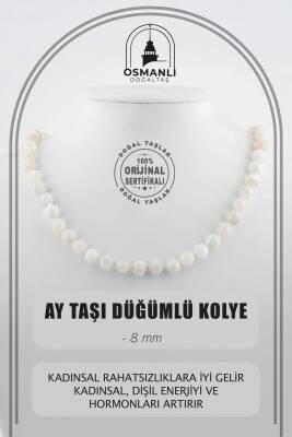Gri Jasper 8 mm Düğümlü Doğal Taş Kolye - Osmanlı Doğaltaş