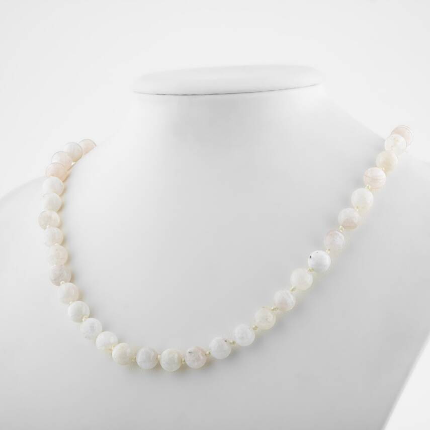 Gri Jasper 8 mm Düğümlü Doğal Taş Kolye - 2