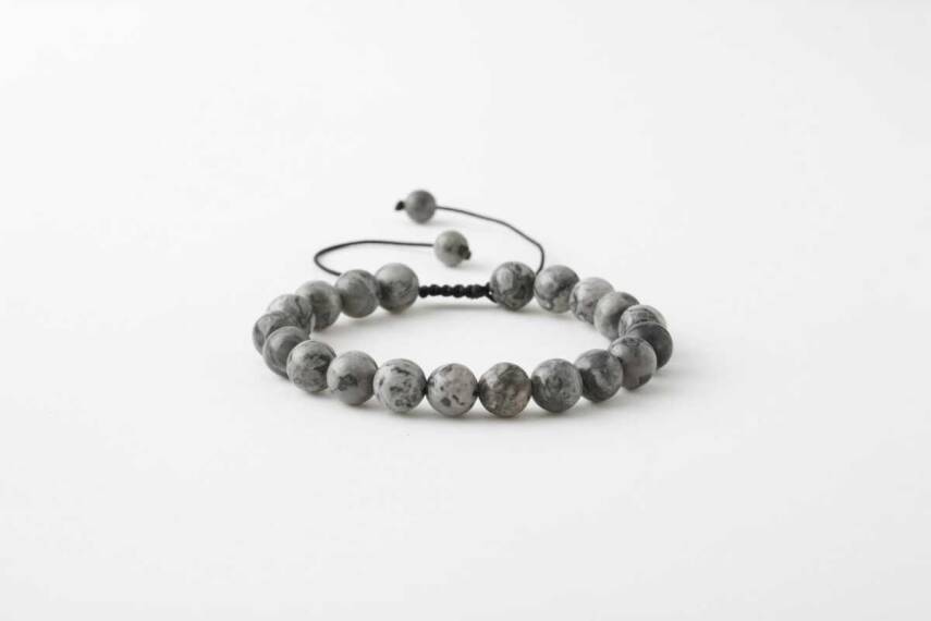 Gri Jasper 8mm Merdiven Kapama Doğal Taş Bileklik - 1
