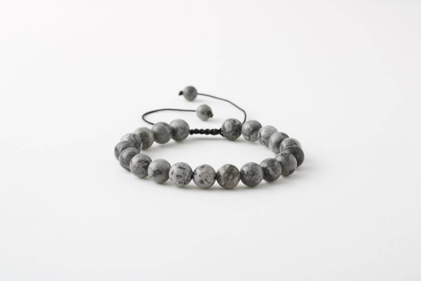 Gri Jasper 8mm Merdiven Kapama Doğal Taş Bileklik - 1