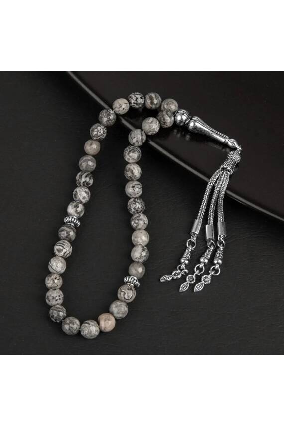 Gri Jasper Doğal Taş Tesbih 33lük - 8mm - 1