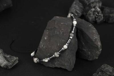 Gri Jasper-Hematit-Havlit Doğal Taş Bileklik - 3