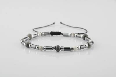 Gri Jasper-Hematit-Havlit Doğal Taş Bileklik - Osmanlı Doğaltaş