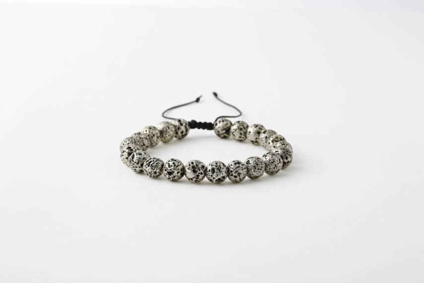 Gri Lav Taşı 8mm Merdiven Kapama Doğal Taş Bileklik - 1