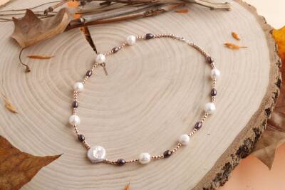 Gün Işığı, Hematit Aksesuar İnci Kolye - 3