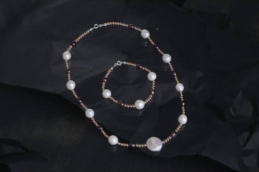 Gün Işığı, Hematit Aksesuar İnci Takı Seti - 2