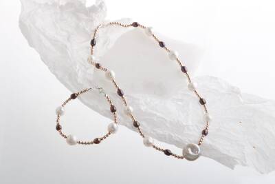 Gün Işığı, Hematit Aksesuar İnci Takı Seti - Osmanlı Doğaltaş