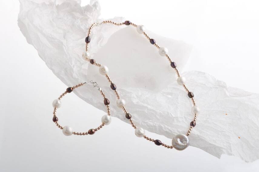 Gün Işığı, Hematit Aksesuar İnci Takı Seti - 1